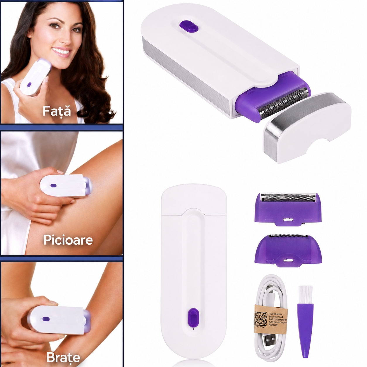 Epilator Electric 2 în 1 cu Senzor de Lumină – Dispozitiv Reîncărcabil pentru Epilare