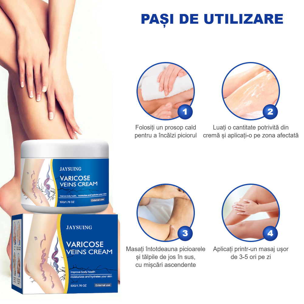 Cremă pentru Varice JAYSUING — Formulă Asiatică Premium, Ameliorează Durerea și Reduce Venele Varicoase