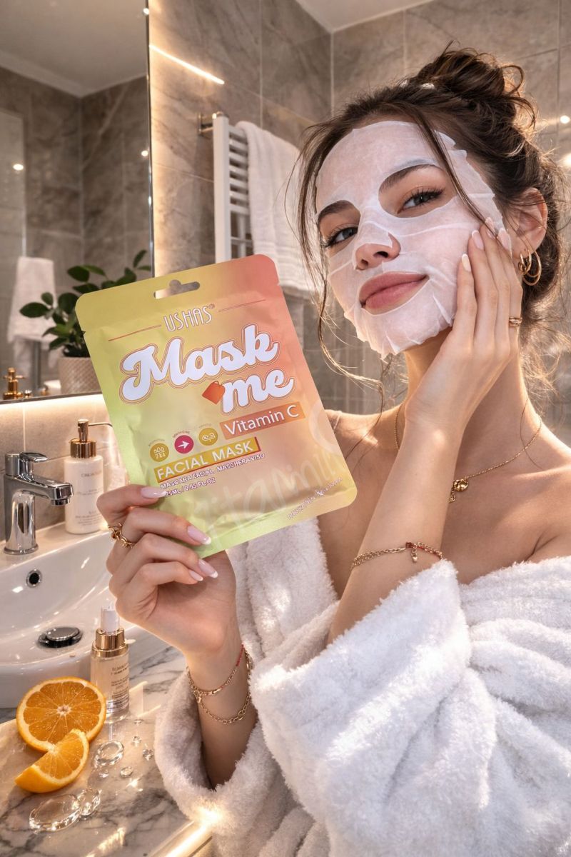 Mască Facială cu Vitamina C-Set 12 bucăți, Ten Luminos și Revitalizat